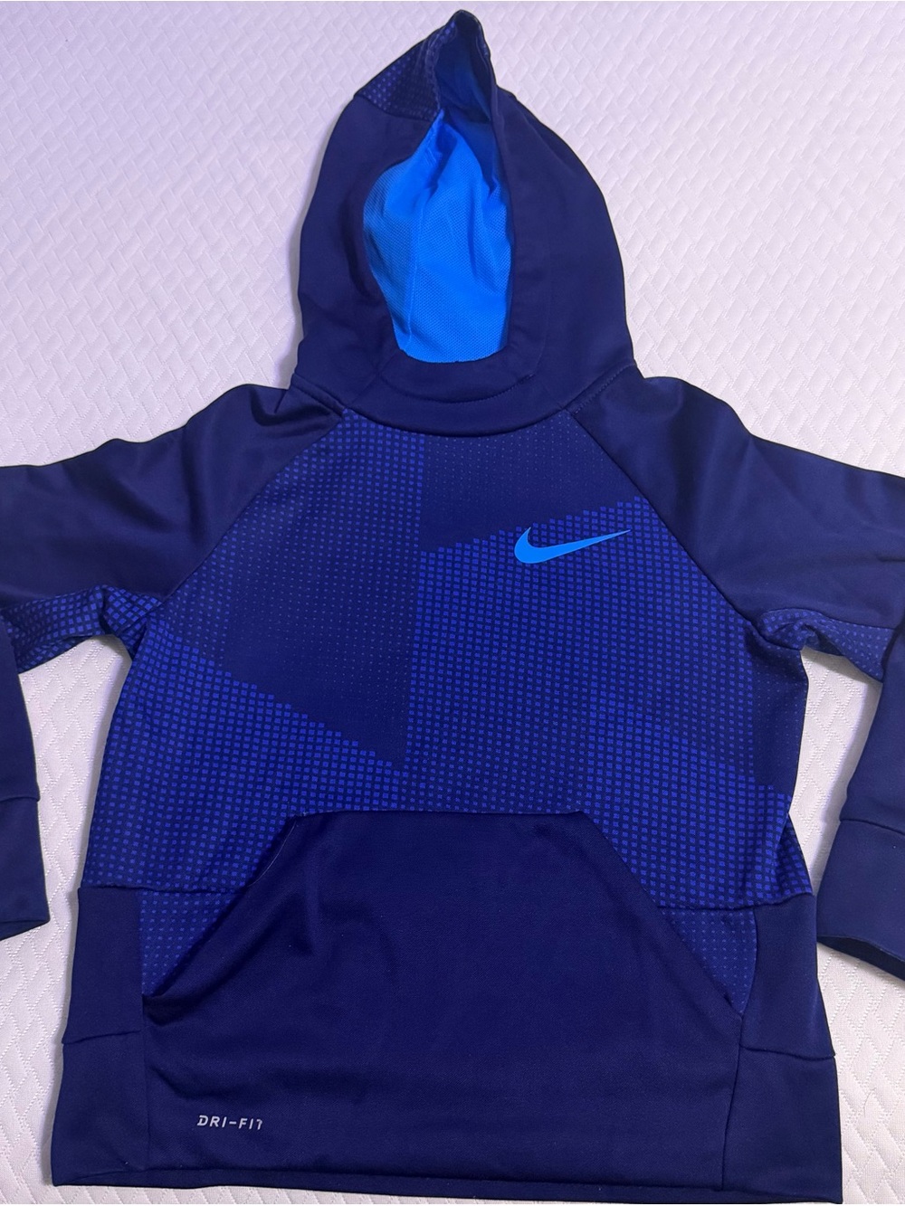 Nike Kids Dri-FIT Hoodie Sweatshirt Boys/Girls Blue Athletic Pullover